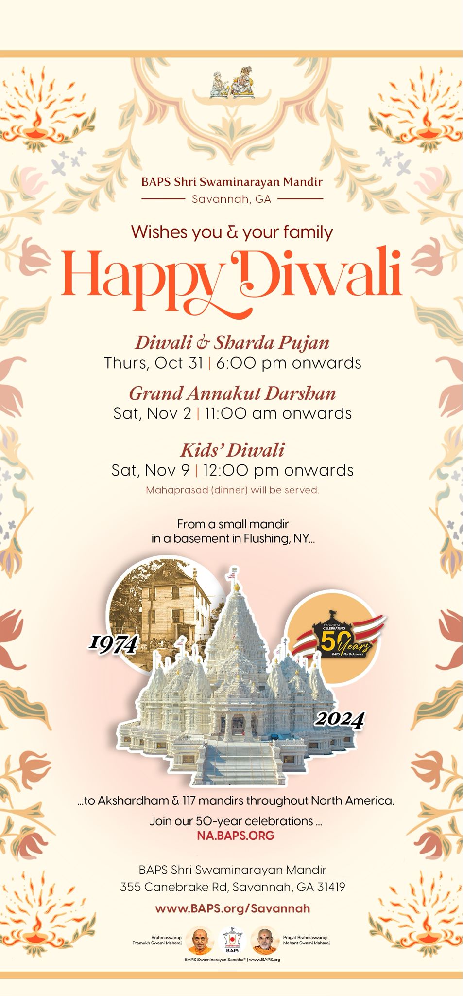 BAPS Diwali and Annakut Celebrations 2024 Savannah Master Calendar