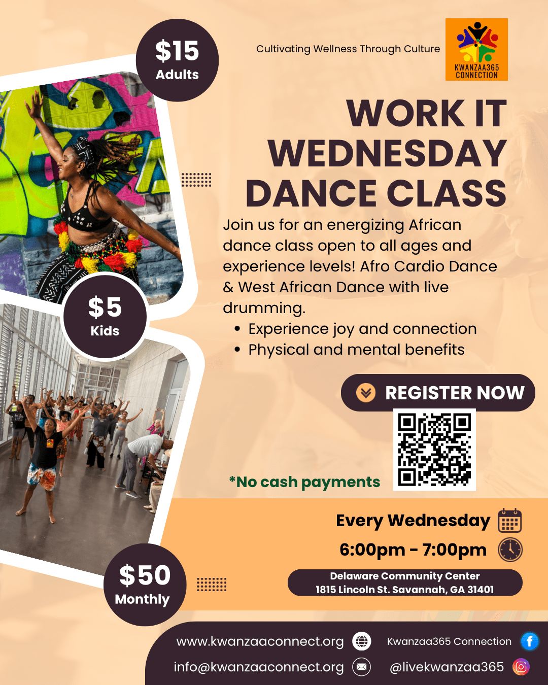Brown and White Illustrative Dance Class Instagram Post