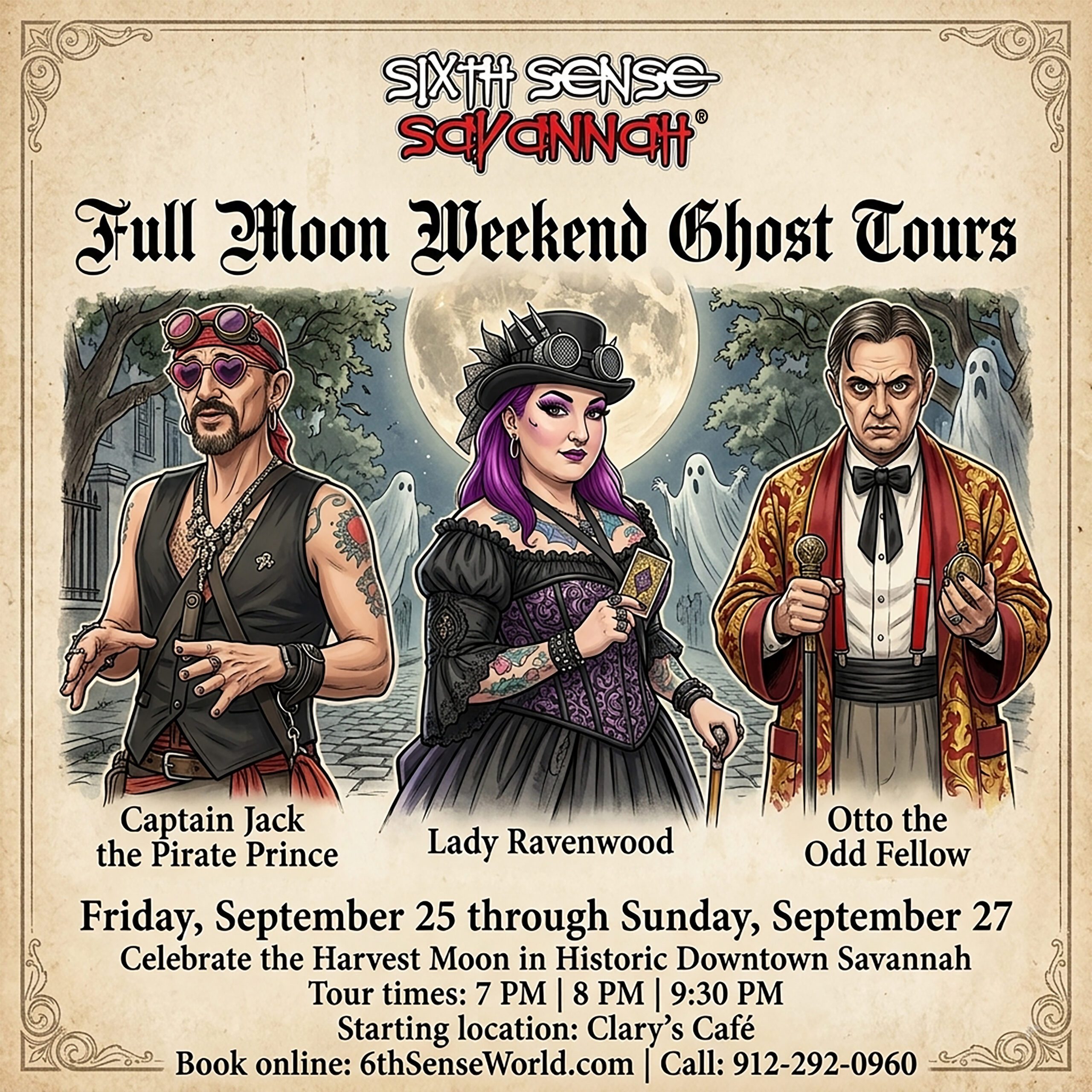 Full Moon Weekend Ghost Tours Hosted by Sixth Sense Savannah® Ghost Tours