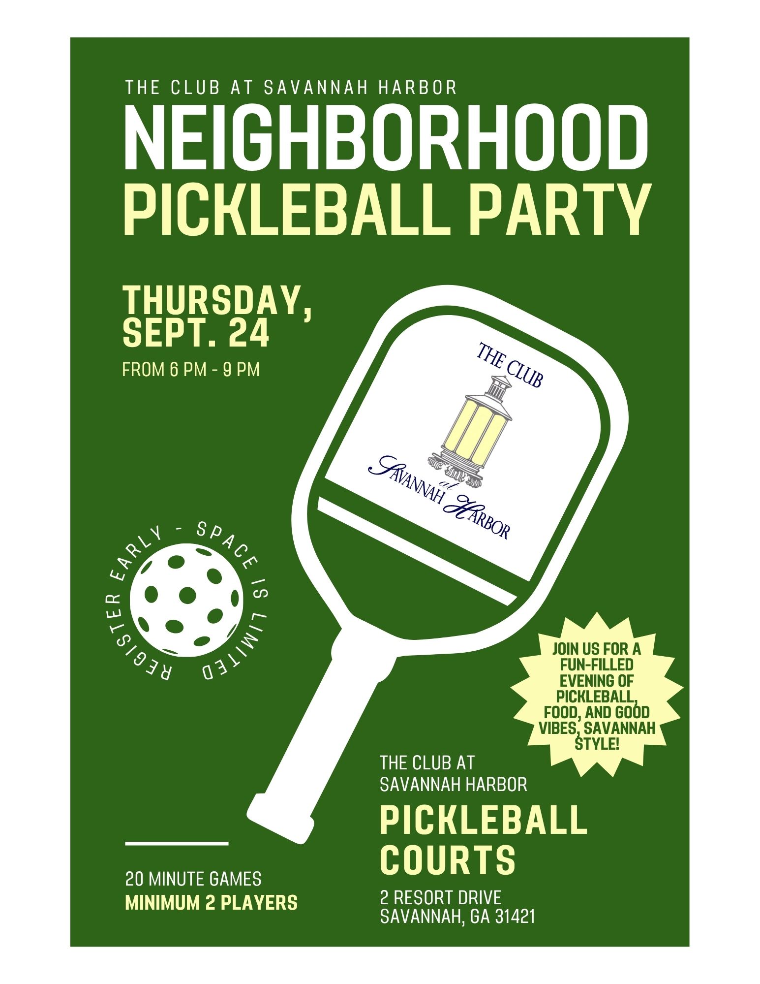 Neighborhood Pickleball Party Graphic