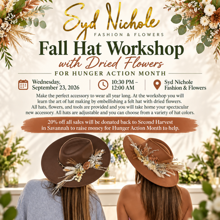 Fall Hat Workshop with Dried Flowers for Hunger Action Month