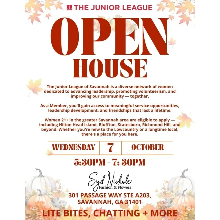 Junior League Savannah – Open House at Syd Nicole Fashion and Flowers